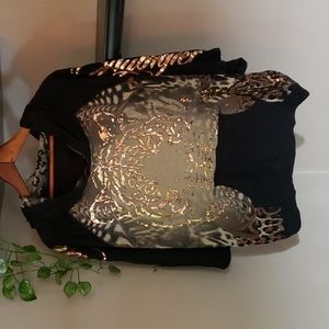 Nwot Christian Audigier Hooded Tiger Print Shirt